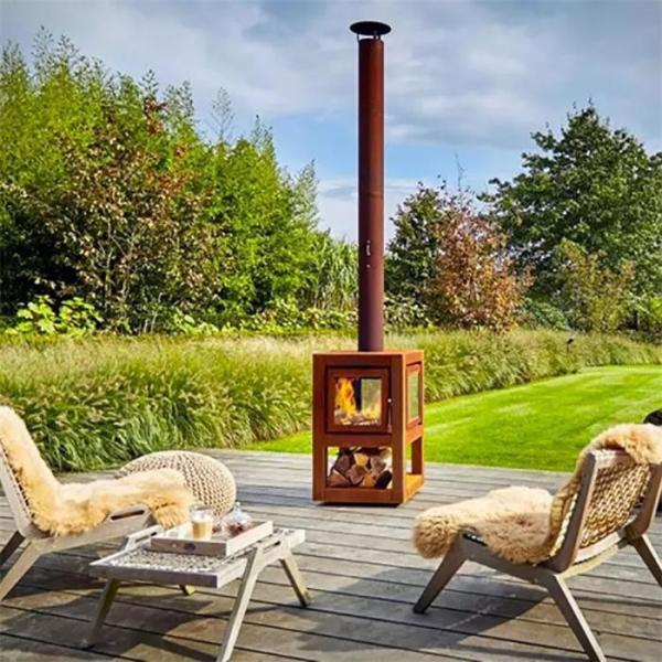 High Efficiency Garden Heaters Metal Fireplace Wood Burning Stove With Chimney