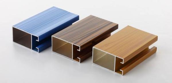 RAL Colors 6063-T5 Wood Finish Aluminium Profiles , Aluminum window frame parts