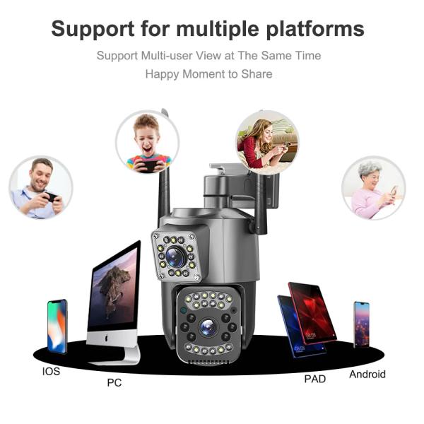 4MP Wireless IP Security Dual Lens 4G Bullet PTZ Camera V380 Bullet 3.5Inch Black