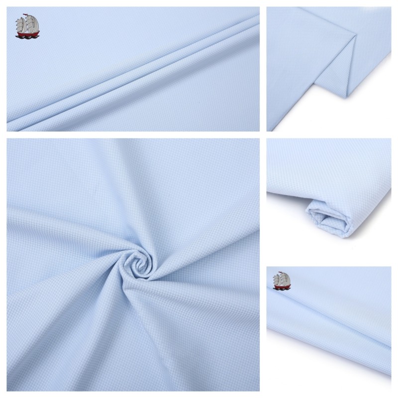 120gsm TC Light Blue Striped Fabric Anti Shrink Dobby Weave Fabric