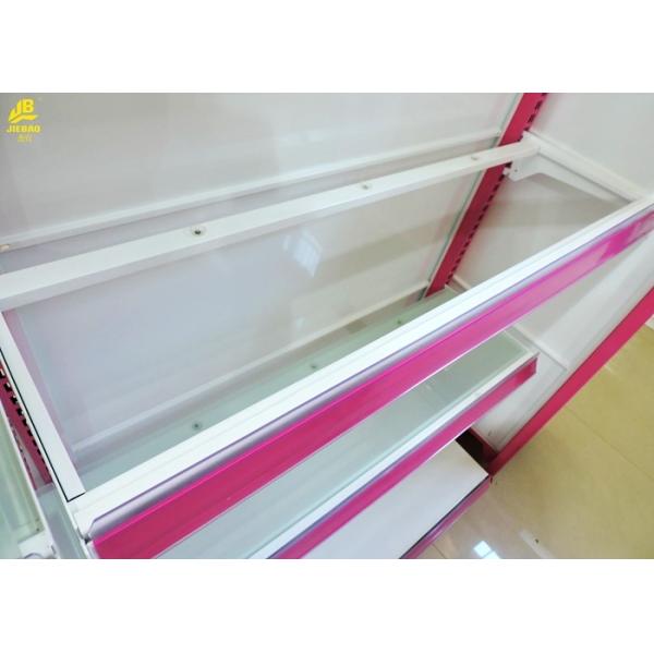 Steel Shelving Brackets Cosmetic Rack , 30KG/ Layer Load Pink Cosmetics Display Shelves