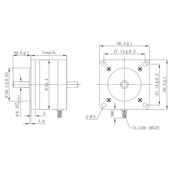 Junqi Nema23 57 * 56mm comprimento 2.55A 0.84N.m 2 fase motor passo para máquina de gravura