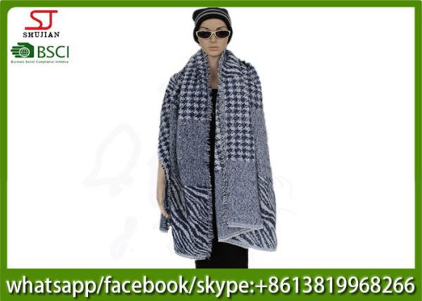 420g 200*78cm 100%Acrylic Woven Houndstooth Jacquard Poncho factory  keep warm fashion swallow grid scarf