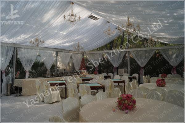 Backyard Transparent Outdoor Party Tents , Clear Party Tent Rentals With Lining Decorations
