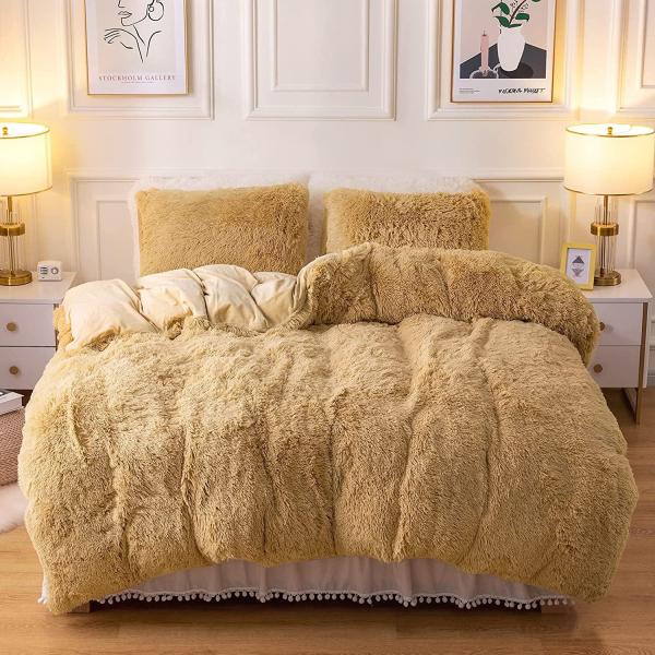Fluffy Plush Faux Fur Velvet Shaggy Queen King Size Couverture de couette