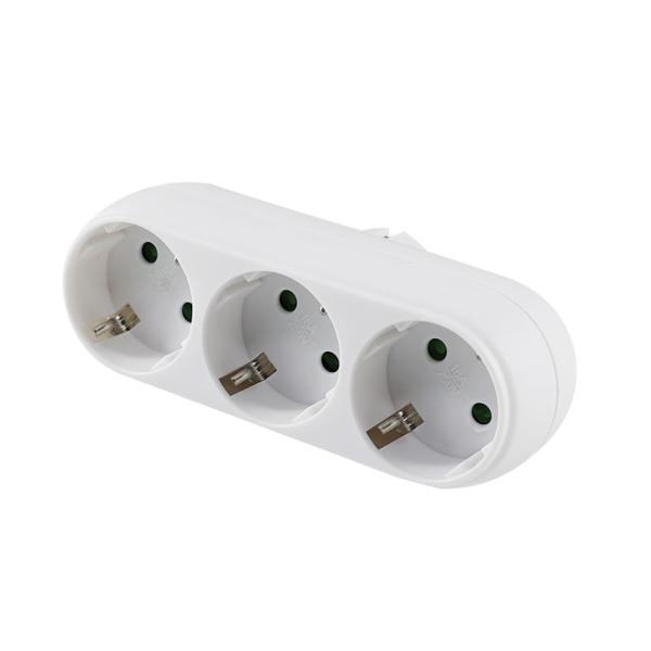 European 3-Way Power Plug Adapter 250V 10A with 3 AC Outlets