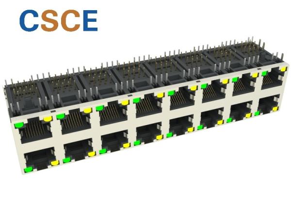 125v 2x8 Ports RJ45 Female Connector Pcb Modular Jack 90 Degrees