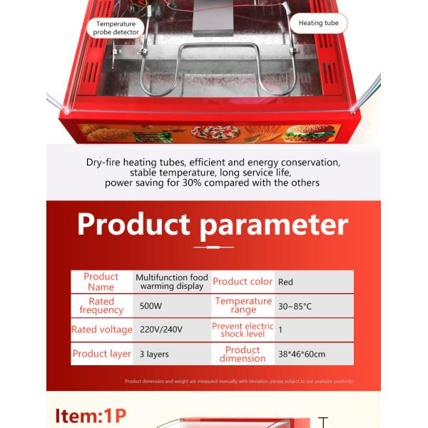 Commercial Mini Electric Food Display Warmer Showcase with Three Layers 380x460x600mm
