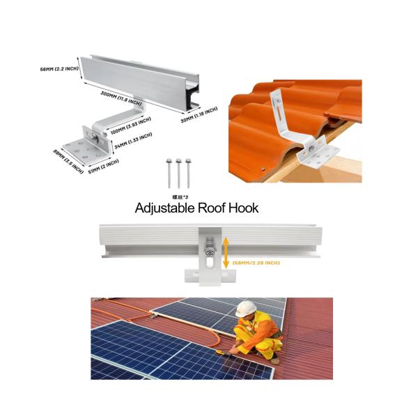 OEM Service Photovoltaic Shingle Roof Solar Hook with 60m/s Wind Load and Customized Size