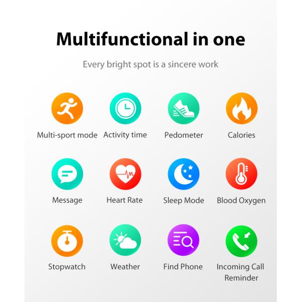 ROHS Aprroval RTL8762C Bluetooth Sport Smart Watch 15Days Standby