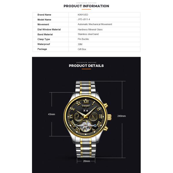 Black Dial  Tourbillon Mechanical Watch Stainless Steel Skeleton Watch