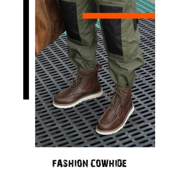 Brown Cowhide Rubber Sole Security Safety Boots Steel Toe Anti Smashing Kevlar Anti Proof Work