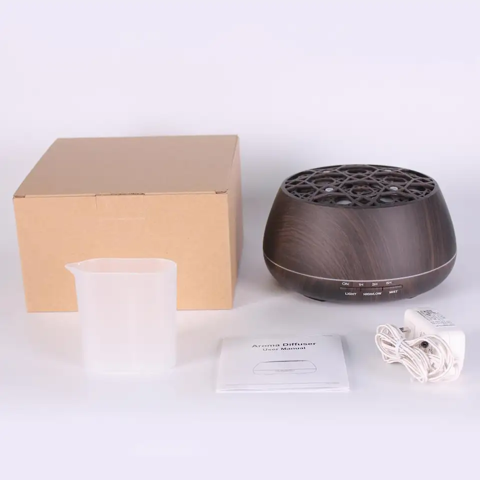 Home Appliances Stocks 400ml Colorful LED Light Electric Ultrasonic Wood Grain Essential Oil Scent Diffuser Air Humidifiers