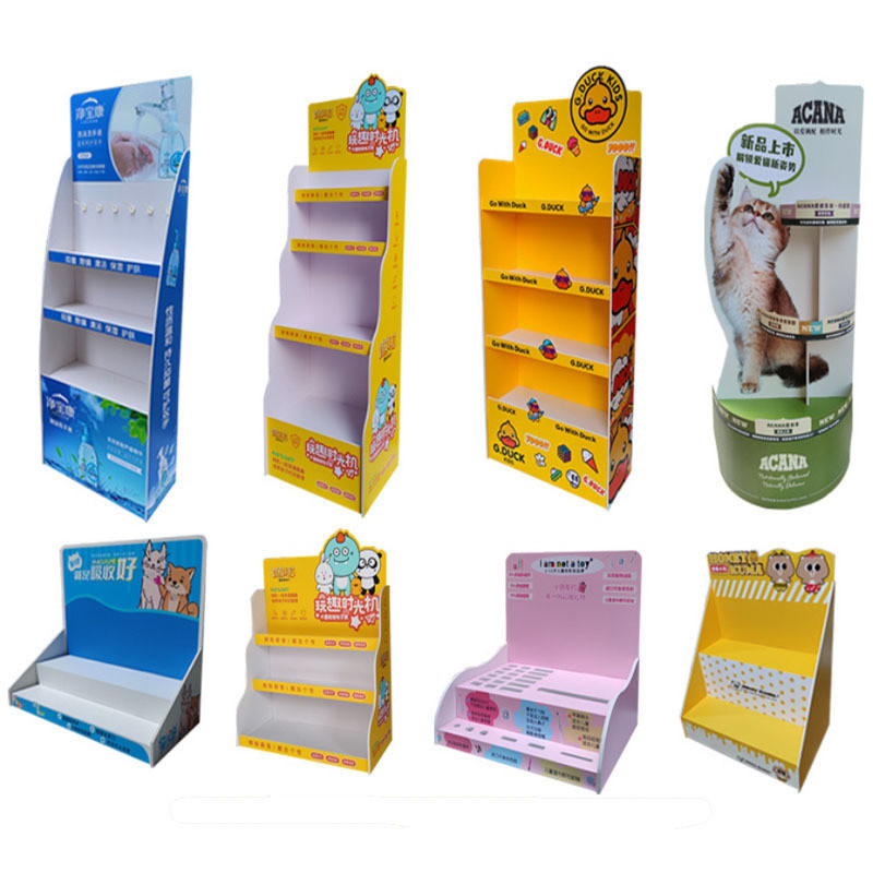 Customized Eco Friendly Printing Paper Corrugated Rack Tray Stand for Retail Shops