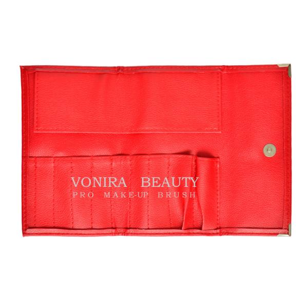 Слоты закрытия 9 красного цвета щелчковые кроют кожей мешок с инструментами косметик красоты чесального валка макияжа