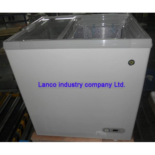 550L Commercial Chest Freezer With Top Open Sliding Two Flat Glass Door