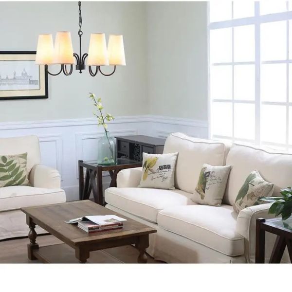 American Rural Chandelier Simple Living Room chandeliers Retro Cloth Cover Lamp (WH-VP-348)