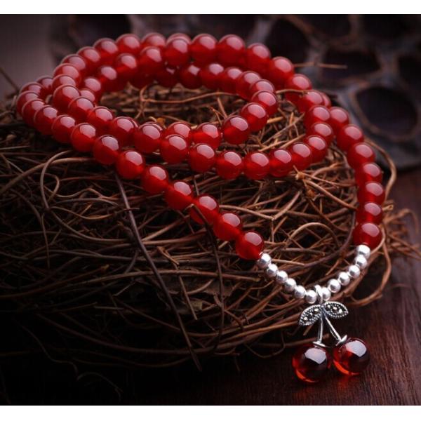 Carnelian bracelets in sterling silver, multi wrap bracelets, garnet cherry charm bracelet