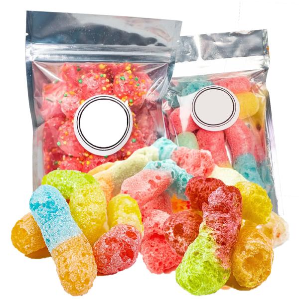 Chewy Freeze Dried Candy Halal In Bulk Snacks Candies Cotton Candy Multi Colored