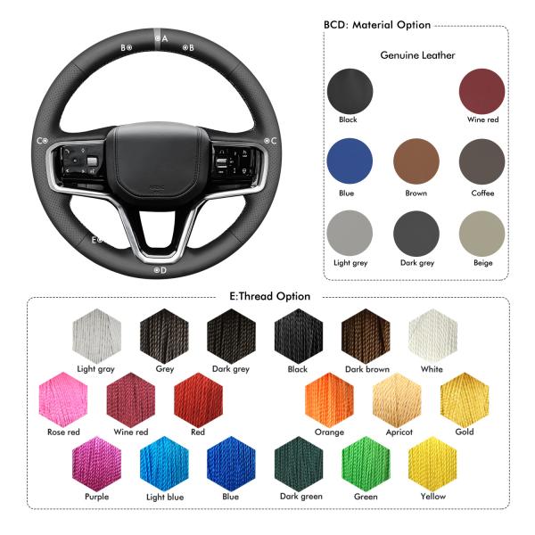 Hand Stitch Genuine Leather Steering Wheel Cover for Land Rover Range Rover Sport III(L461) Evoque II (L551)  Velar (L560)