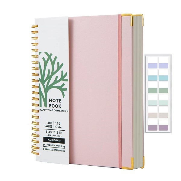 Spiral Bound Hardcover Notebook Journal With Elastic Band And Metal Corners