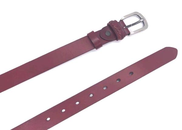 Soft Double Loop Women Leather Waist Belts With Single Prong Buckle