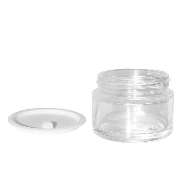 Mirror Finish Golden Colored Lid Transparent Glass Cream Jars 30g Portable Cosmetic Containers