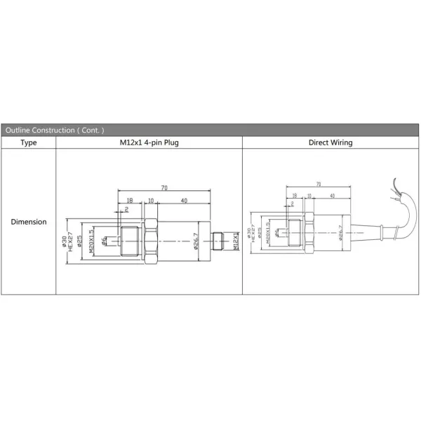 HT sensor Stainless Steel silicon Pressure Transducer Sensor For General Industry