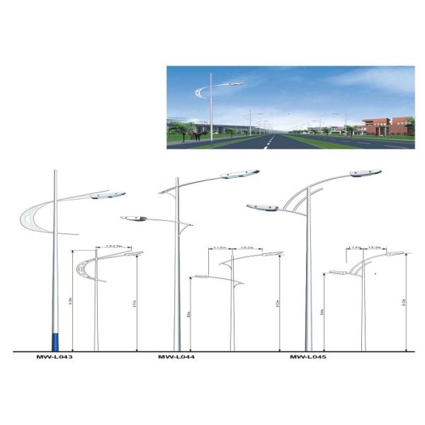Q345 Hot DIP Galvanized Street Light Poles / Street Lamp Pole With Double Arm 12M
