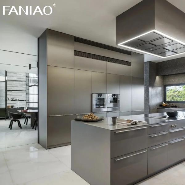 Meubles de cuisine intelligents Armoires de luxe en acier inoxydable Armoire de cuisine moderne