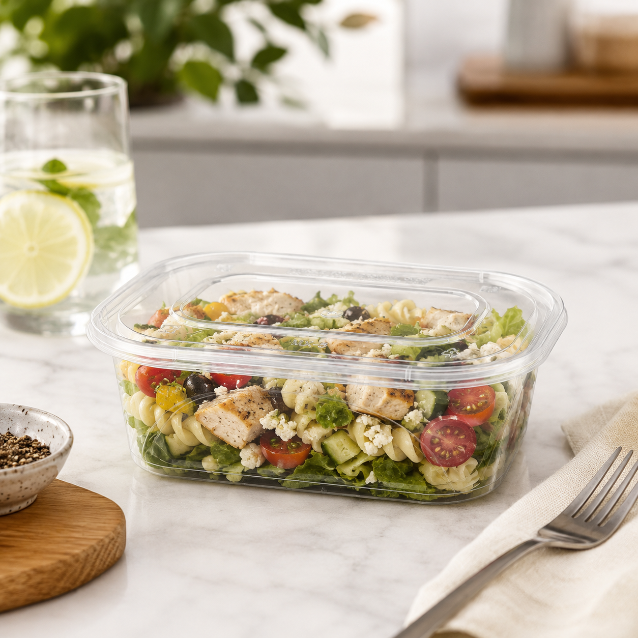 Lid Deep Oval PP Lunch Box 450ml for Light Takeaway Meals