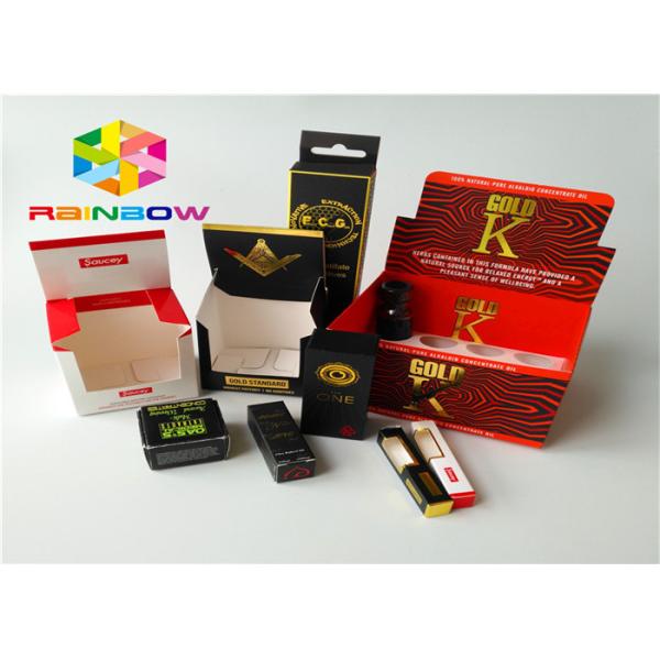 papel revestido de carimbo quente de garrafa de óleo do cartucho CBD de Vape das caixas de presente feitas sob encomenda de 350g 400g