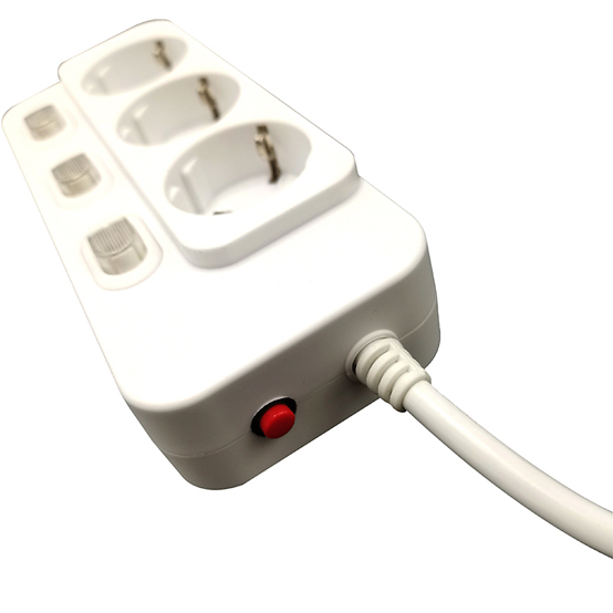 3 outlet Germany Type Extension Socket With Indivial On/Off Switch