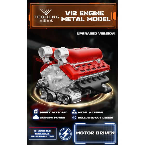 V12 Twelve Cylinder Engine Model, All Metal Assembled And Assembled, Can Start Mini Engine Toy