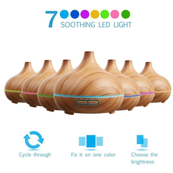 Best Selling 300ml Wood Diffuser Ultrasonic Aroma Humidifier Aroma Spray with Timer 7 Color LED Lights Changing
