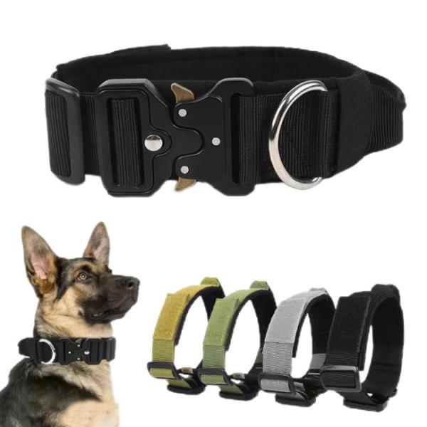 Colarão tático durável e confortável para cães grandes - ajustável, respirável e refletor para máxima segurança