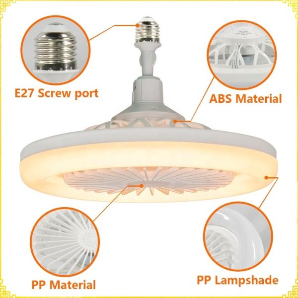 E27 Ventilateurs de plafond à commande à distance avec lumières LED RGB 360 degrés de rotation pour la décoration de la maison chambre à coucher Lumière de ventilateur de plafond