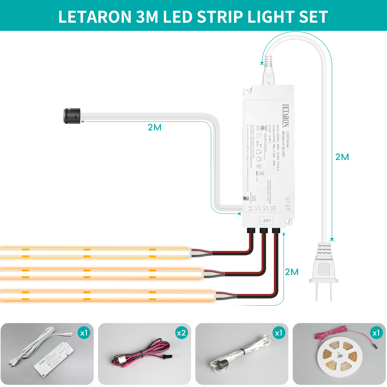 IP20 10W/M High CRI90+ LED Strip Lights Flexible Under Cabinet Lighting for Smart Home