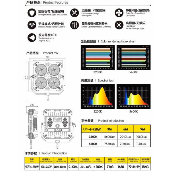 Outdoor Four Headlights Photography Fill Light Space Lamp 750W