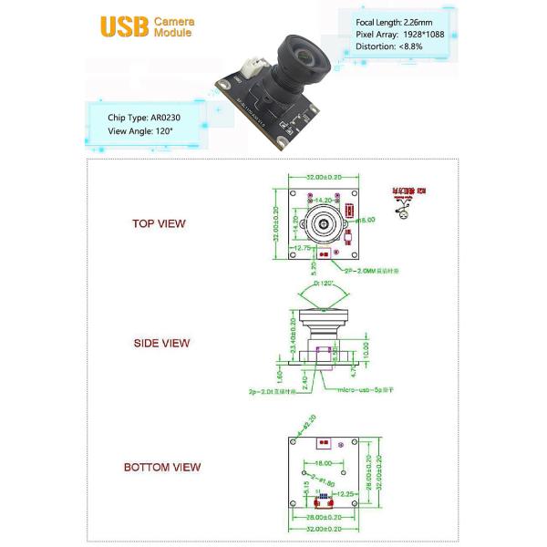 2MP AR0230 Anti-fog Anti-moisture Refrigerator Camera Module USB