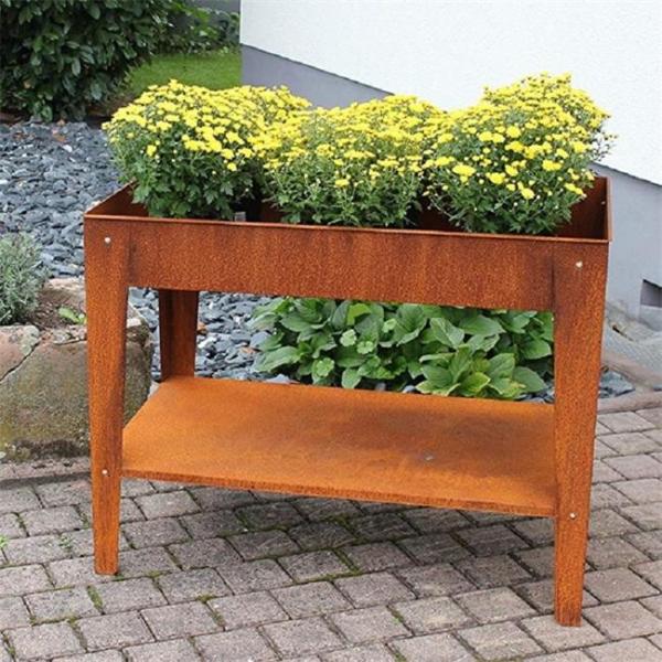 O aço metálico contínuo de Corten do jardim aumentou as camas e a prateleira exteriores