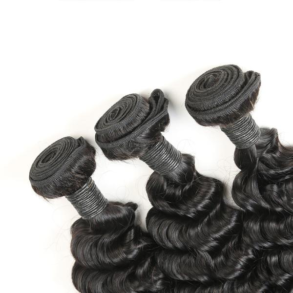 Реальные 9А расширения вьющиеся волосы волны 20 дюймов глубокие 3 пачки предотвращают полинять