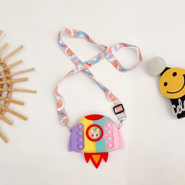 Ракета Мультфильм Поп Сумка Карандаш Чехла Кроссбоди Сумка Сумка Кошелек Сумка Кошелек Смейка Сумка Хранилище Контейнер Детский Рождественский подарок