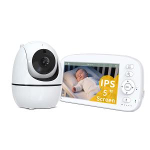Moniteur pour bébé HD 5 pouces avec caméra panoramique, inclinable et zoom à 360