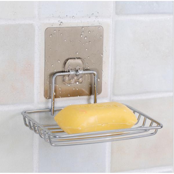 Stainless Steel Bathroom Soap Holder  With Hooks Suction Cup Soap Dish