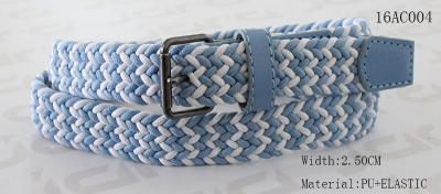 Blue / White Braided Kids Elastic Belts For Boys Old Silver Roller Buckle Available