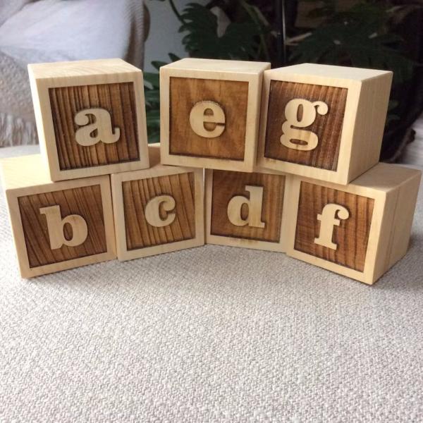 Letter Pinewood Wooden Milestone Blocks Baby ABC Alphabet Blocks Photo Props