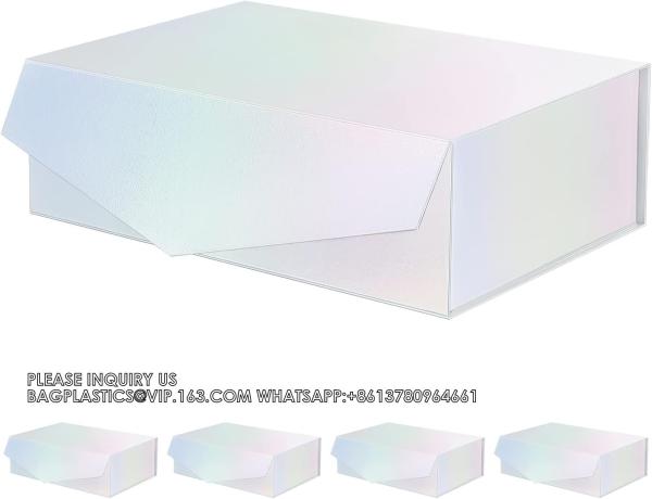 Holographic Silver Gift Boxes, Large Gift Boxes With Lids,Magnetic Closure Gift Boxes Presents, Bridesmaid Proposal