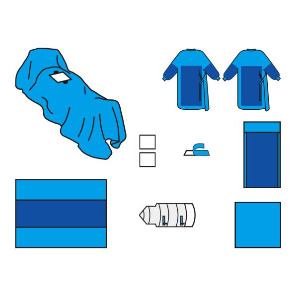 Слоение PE SPP зеленого цвета устранимых хирургических пакетов лапароскопии акушерства голубое