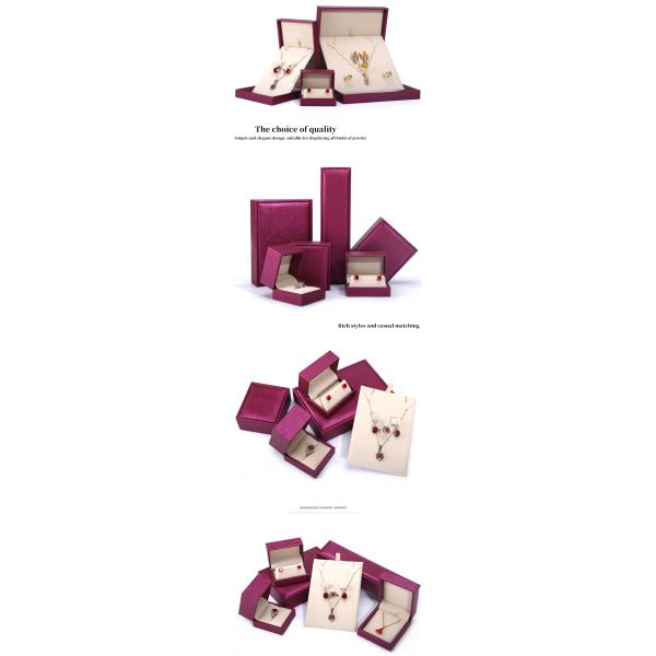 China manufacturing Wholesale Luxury Jewellery Box packaging Custom high end Necklace Bracelet Earring Ring Packaging rose Red Pu Leather Jewelry Box with logo
